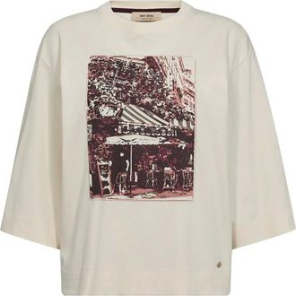Mos Mosh MOS Mosh, Tops, Dames, Beige, XS, Katoen, Grafische Print Tee Top