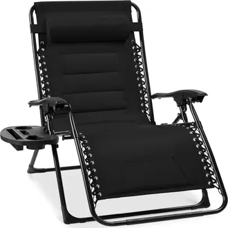 Best Choice Products Oversized Padded Zero Gravity Chair, Folding Outdoor Patio Recliner w/ Side Tray