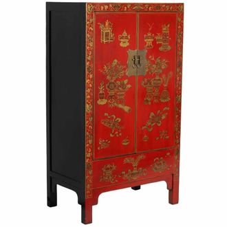 Wanderlust Deco Armario de madera rojo 86x50x150h cm