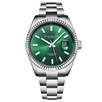 St&uuml;hrling Vanguard 4069 Mens Quartz 42mm - Green Stainless Steel - One Size
