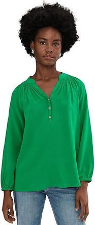 Lilly Pulitzer Elsa Top Womens Blouse Bamboo Green : MD, Silk