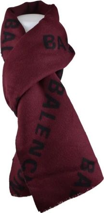 Balenciaga Pre-owned Tweekleurige Zwarte en Bourgondische Sjaal - Heren - Vintage Accessoires - Rood - ONE Size - Wol - Vintage