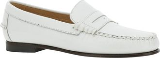 Sebago Womens White Leather Loafers With Bevelled Toe Calf