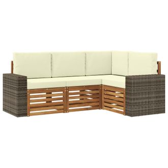 vidaXL Juegos De Sof&aacute;s Con Coj&iacute;n 4 Pcs Madera De Acacia S&oacute;lida Vidaxl