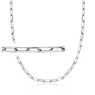 Ross-Simons Italian Polished Sterling Silver Paper Clip Link Necklace
