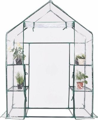 Costway Costway - Invernadero Con Cubierta 143x73x195cm Para Jard&iacute;n, Balc&oacute;n, Patio Tomate Planta Flor Transparente