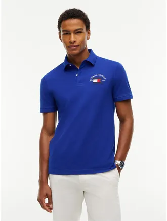 Tommy Hilfiger Mens Regular Fit Hilfiger Boating Flag Polo - Wedge Blue - XXL
