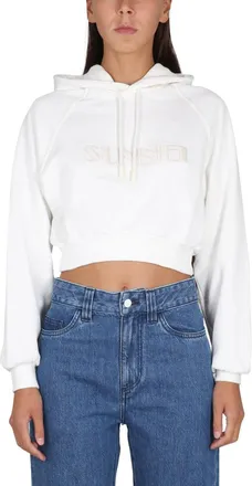 Sunnei Cotton Drawstring Hoodie - Beige