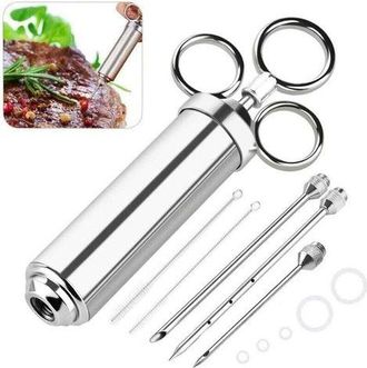OEM Jeringa Para Marinar De 60 Ml, Bulbo De Acero Inoxidable 304 Para Salsas, Inyector De Alimentos, Utensilio De Cocina Con 3 Agujas Para Marinar, Cocina