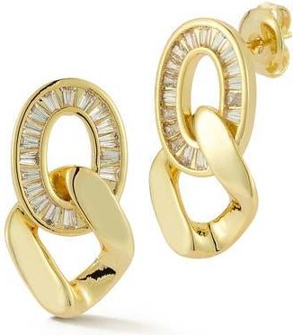 Glaze Jewelry Cubic Zirconia Pav&eacute; Double Link Drop Earrings in Gold at Nordstrom Rack