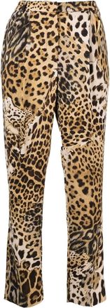 Roberto Cavalli leopard-print cropped trousers - women - Spandex/Elastane/Viscose - 38 - Neutrals