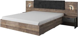 VENTE-UNIQUE.COM Base de cama melamina gris antracita, color natural oscuro 160 x 200