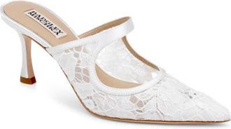 Badgley Mischka Oaklyn Cutout Mule in White Satin at Nordstrom, Size 7.5