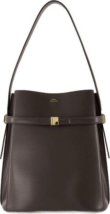 Toteme Womens Belted Leather Bucket Bag Black Cowhide