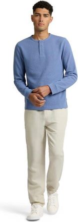 Onia Heavyweight Cotton Waffle Henley Sweatshirt in Indigo at Nordstrom, Size Medium