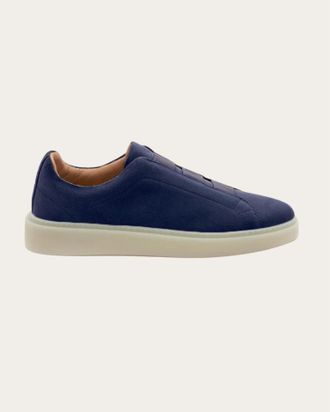 Fabiano Ricci Mens Velour Abisso Suede Slip-On Sneakers In Navy Blue