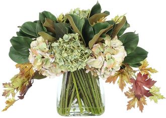 Creative Displays Inc. Handmade Fall Centerpiece With Hydrangea, Pampas & Heather In A Wood Planter