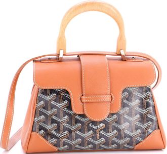 Goyard Saigon Top Handle Bag Coated Canvas with Leather Mini