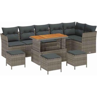 vidaXL Conjunto De Sof&aacute; De Jard&iacute;n 10 Pcs Gris 110 X 55 X 71 Cm Vidaxl