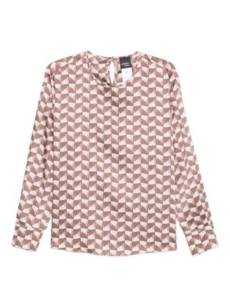 Marina Rinaldi Blusa Nerbare con stampa geometrica - Marrone