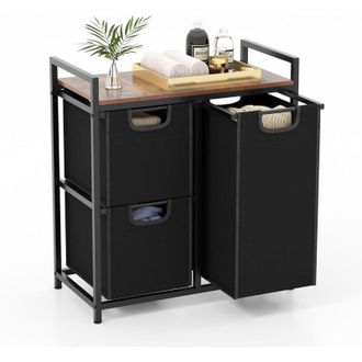 Costway Cesto Portabiancheria Salvaspazio, Portabiancheria con Piano e 2/3 Sacche Estraibili e Rimovibili, Cesta Panni Sporchi con 2/3 Scomparti per