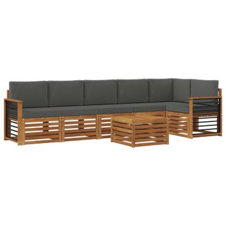 vidaXL Conjunto De Sof&aacute; Seccional Con Coj&iacute;n 7 Pcs Natural Y Antracita Vidaxl