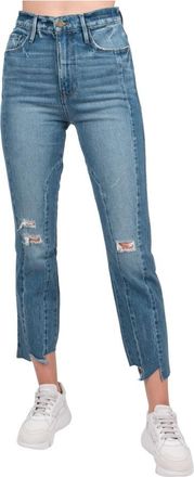 Frame Denim Le Sylvie Jagged Edge Jeans - Dames - Regular Fit Jeans - Blauw - W27 - Katoen - Jeans