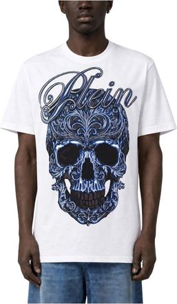 Philipp Plein T-shirt Ronde Hals Ss Skull - Heren - T-shirts - Wit - L - Katoen - Tops