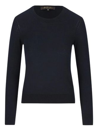 Loro Piana Kasjmier trui met ronde hals - Blauw