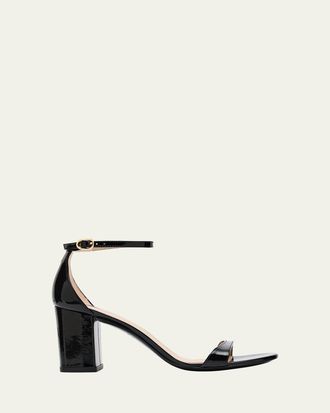 Stuart Weitzman Nudist II Leather Ankle-Strap Sandals