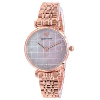 Emporio Armani Gianni T-bar Quartz Crystal Grey Mother of Pearl Dial Ladies AR11385