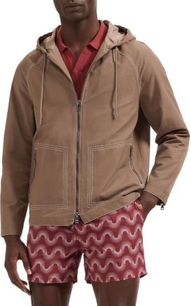 Bugatchi Hooded Jacket in Tobacco at Nordstrom, Size X-Large
