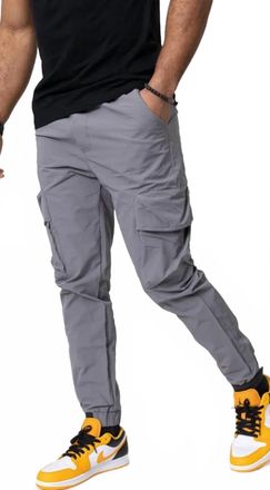 Zayne Paris Mens Cargo Joggers In Light Grey