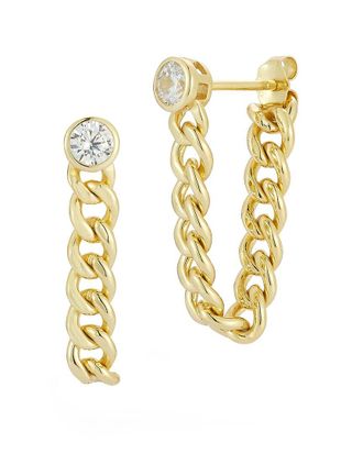 Glaze Jewelry 14K Over Silver Cz Chain Drop Earrings