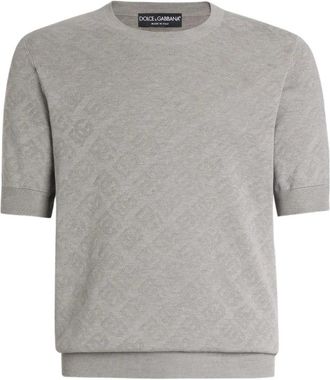 Dolce & Gabbana Ronde hals Knit met korte mouwen - Heren - Ronde hals truien - Grijs - M - Truien & Vesten