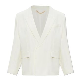 Victoria Beckham Blazers, female, Beige, Size: XS Double-Breasted Blazer with Double Back Vent
