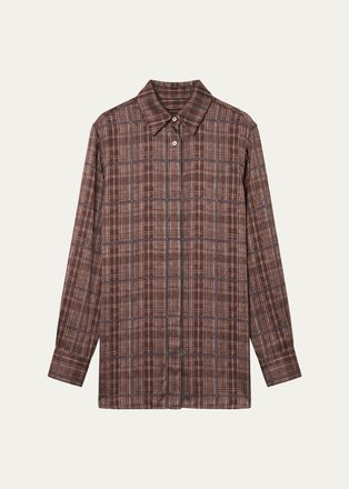 Officine G&eacute;n&eacute;rale Loose Plaid-Print Viscose Shirt