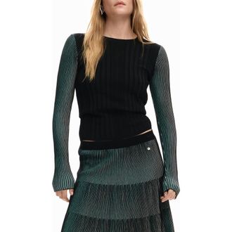 Desigual Stripe Sleeve Sweater in Blue at Nordstrom, Size X-Large