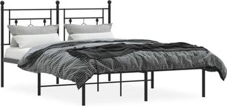 vidaXL Estructura cama sin colchón con cabecero metal negro 135x190 cm vidaXL