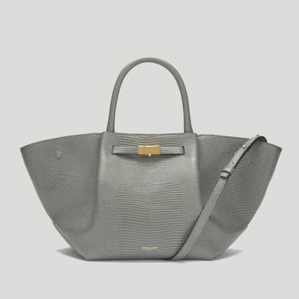 DeMellier The Midi New York in Stone Grey Lizard-Effect Leather Shoulder bag
