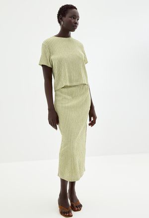 Contemporaine Womens Stretch gingham pencil skirt