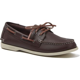Lands End Comfort Leather Slip On Boat Shoes in Toasted Rye at Nordstrom, Size 10.5
