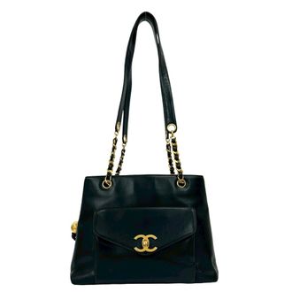Chanel Black Leather Tote Bag (Pre-Owned)