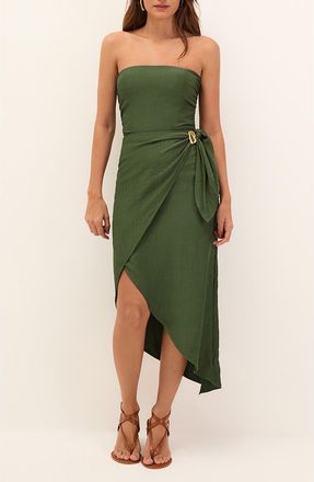 Vix Noa Strapless Cover-Up Midi Dress in Green at Nordstrom, Size X-Large