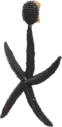 Oscar De La Renta Oscar DE LA Renta black Large Starfish bead embellished clip on earrings