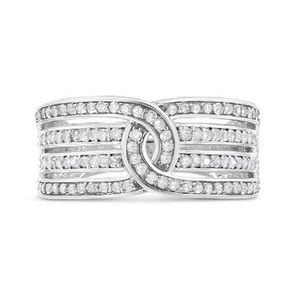 House of Brilliance 925 Sterling Silver 1/2 Cttw Diamond Multi-Row Bypass Band Ring