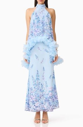 Elliatt Tulsia Floral Georgette Gown in Light Blue at Nordstrom, Size Xx-Small
