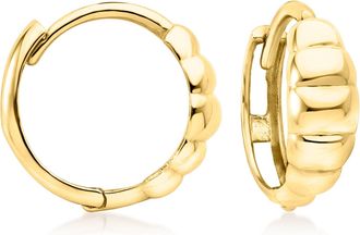 RS Pure by Ross-Simons Italian 14kt Yellow Gold Ribbed Huggie Hoop Earrings