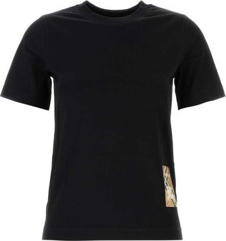 Burberry Black Check Label Cotton T-shirt