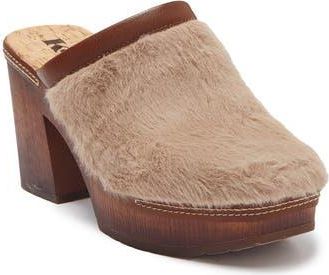 Korks Lori Faux Fur Slip-On Clog in Taupe at Nordstrom Rack, Size 10